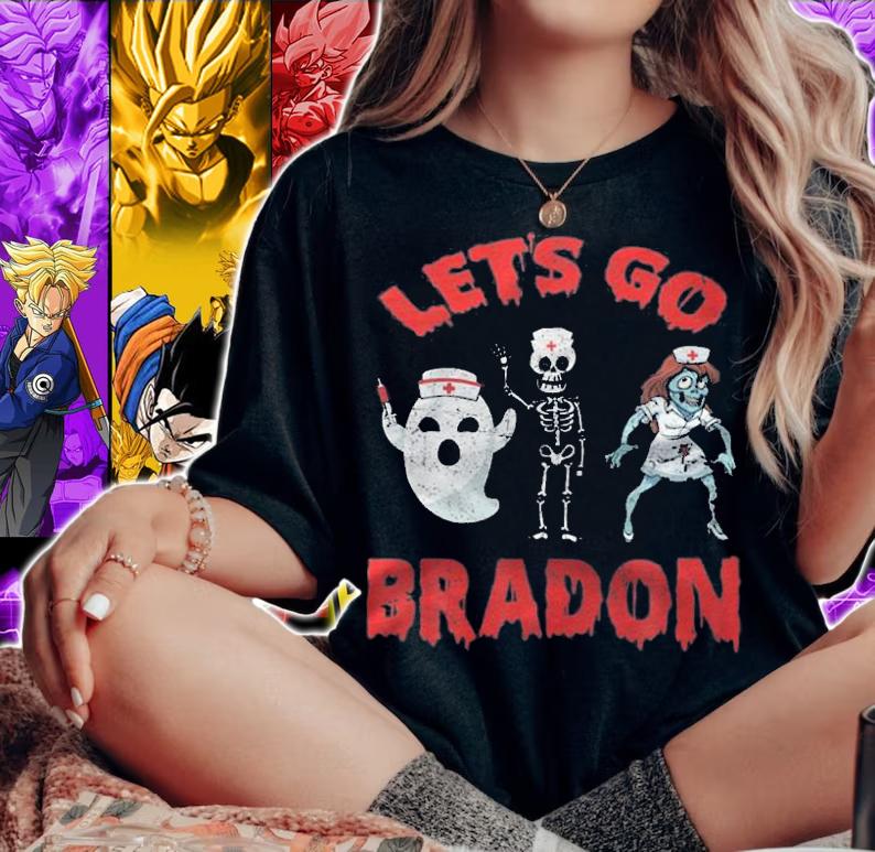 Let's Go Brandon Nurse Boo Halloween Funny T-Shirt woman shirt