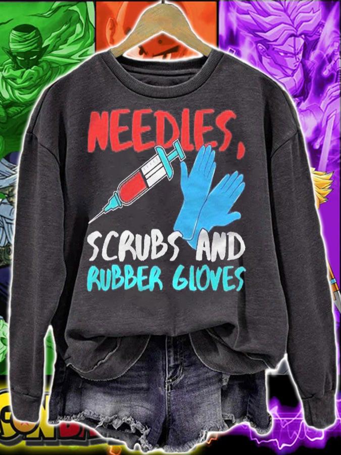 Needles Scrubs Rubber Gloves Phlebotomy Dialysis Technician Shirt sweatshirt