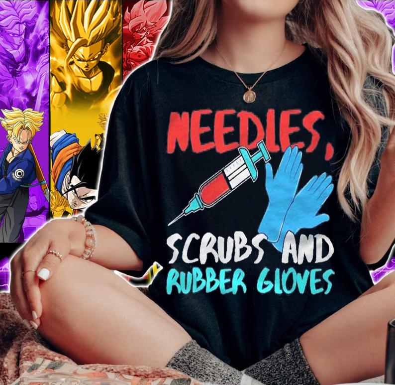 Needles Scrubs Rubber Gloves Phlebotomy Dialysis Technician Shirt woman shirt