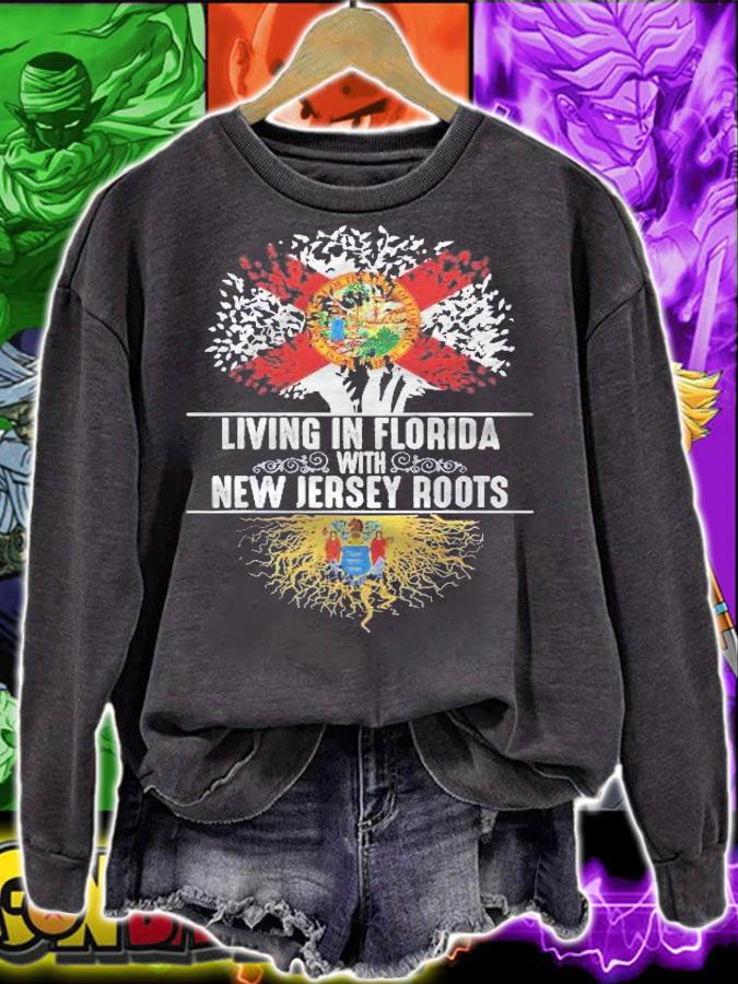 Living In Florida New Jersey Roots State Tree Flag t-shirt sweatshirt