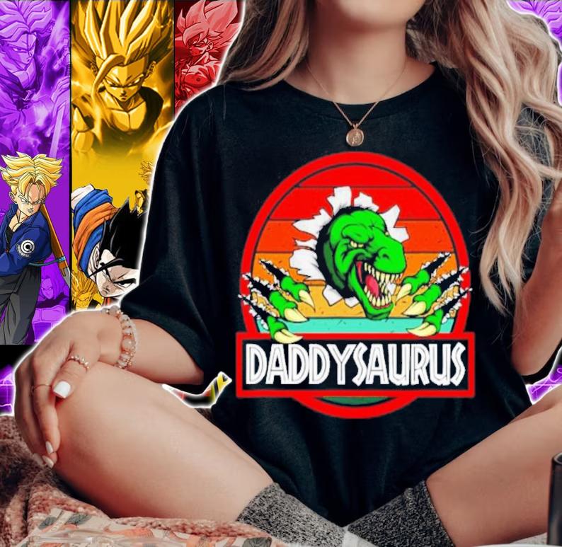 Daddysaurus Dinosaur Father's Day Gift For Dad T-Rex Vintage Shirt woman shirt