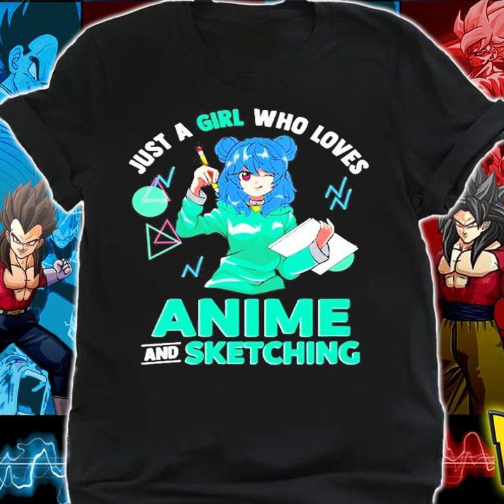 Womens Just A Girl Who Loves Anime And Sketching Drawing Art T-Shirt shirt