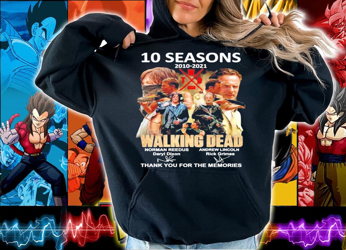 10 seasons 2010 2021 The Walking Dead signature thank you for the memories t-shirt
