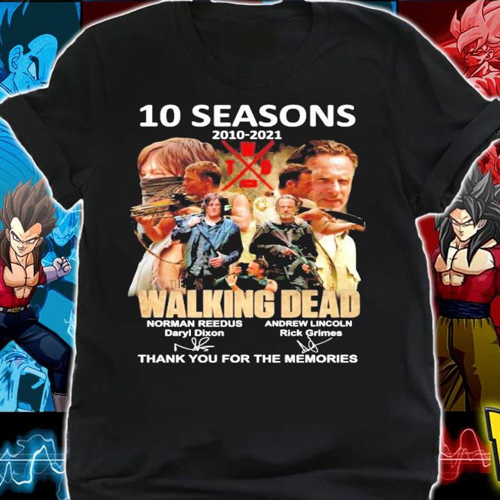 10 seasons 2010 2021 The Walking Dead signature thank you for the memories t-shirt