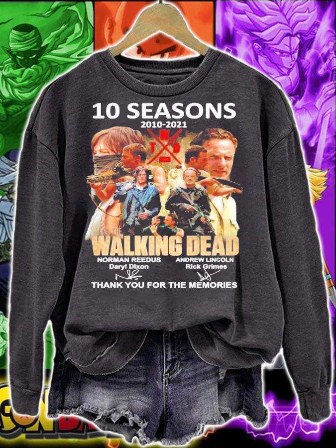 10 seasons 2010 2021 The Walking Dead signature thank you for the memories t-shirt