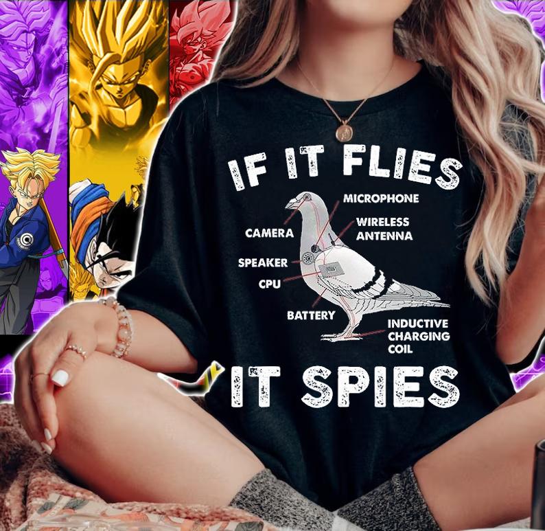 If It Flies It Spies Pigeon Anatomy Bird Aren't Real T-Shirt woman shirt