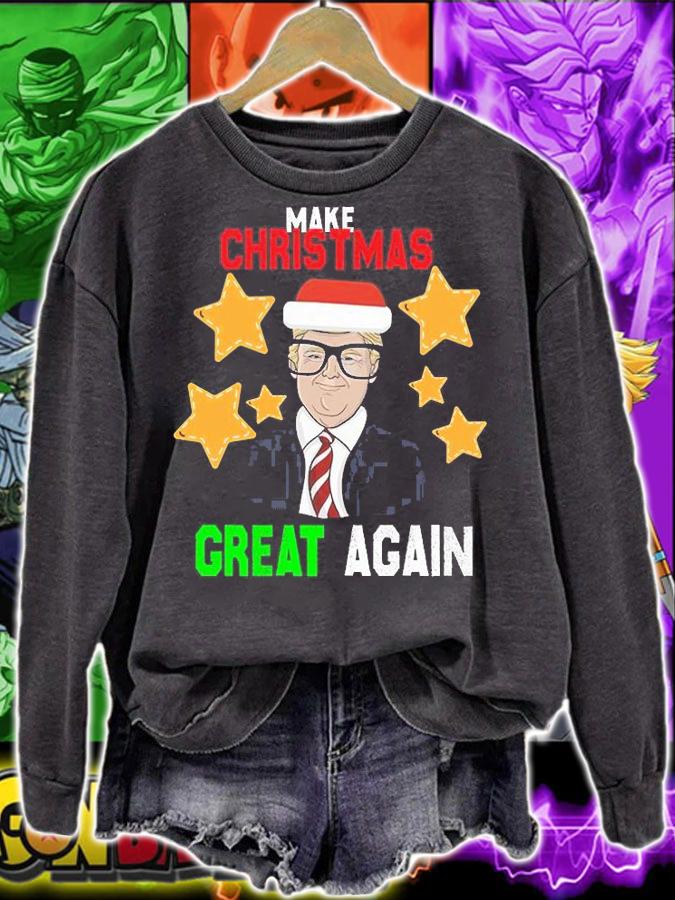 Make Christmas Great Again Funny Trump Ugly Trump Santa Claus T-Shirt sweatshirt