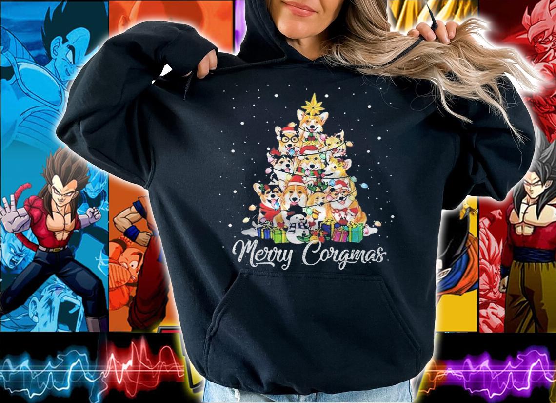 Merry Corgmas Corgi Christmas tree dog T-shirt hoodie