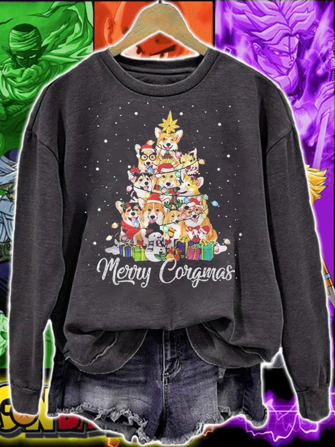 Merry Corgmas Corgi Christmas tree dog T-shirt sweatshirt