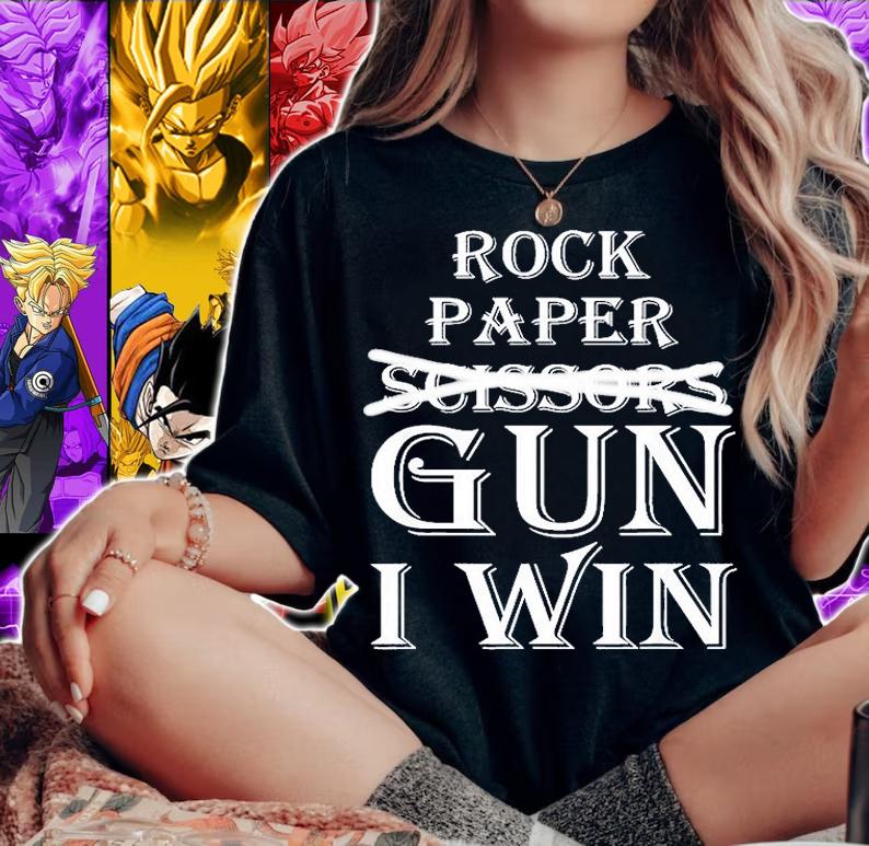 Rock Paper Scissors Gun I Win T-Shirt woman shirt