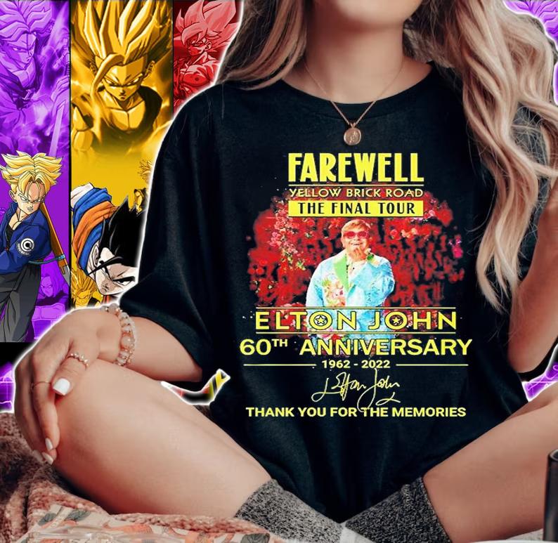 Farewell Yellow Brick Road The Final Tour Elton John 60th Anniversary 1962 2022 Thank You For The Memories Signature T-Shirt woman shirt