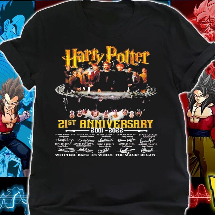 Harry Potter 21st Anniversary 2001-2022 Signatures Welcome Back To Where The Magic Began Shirt shirt