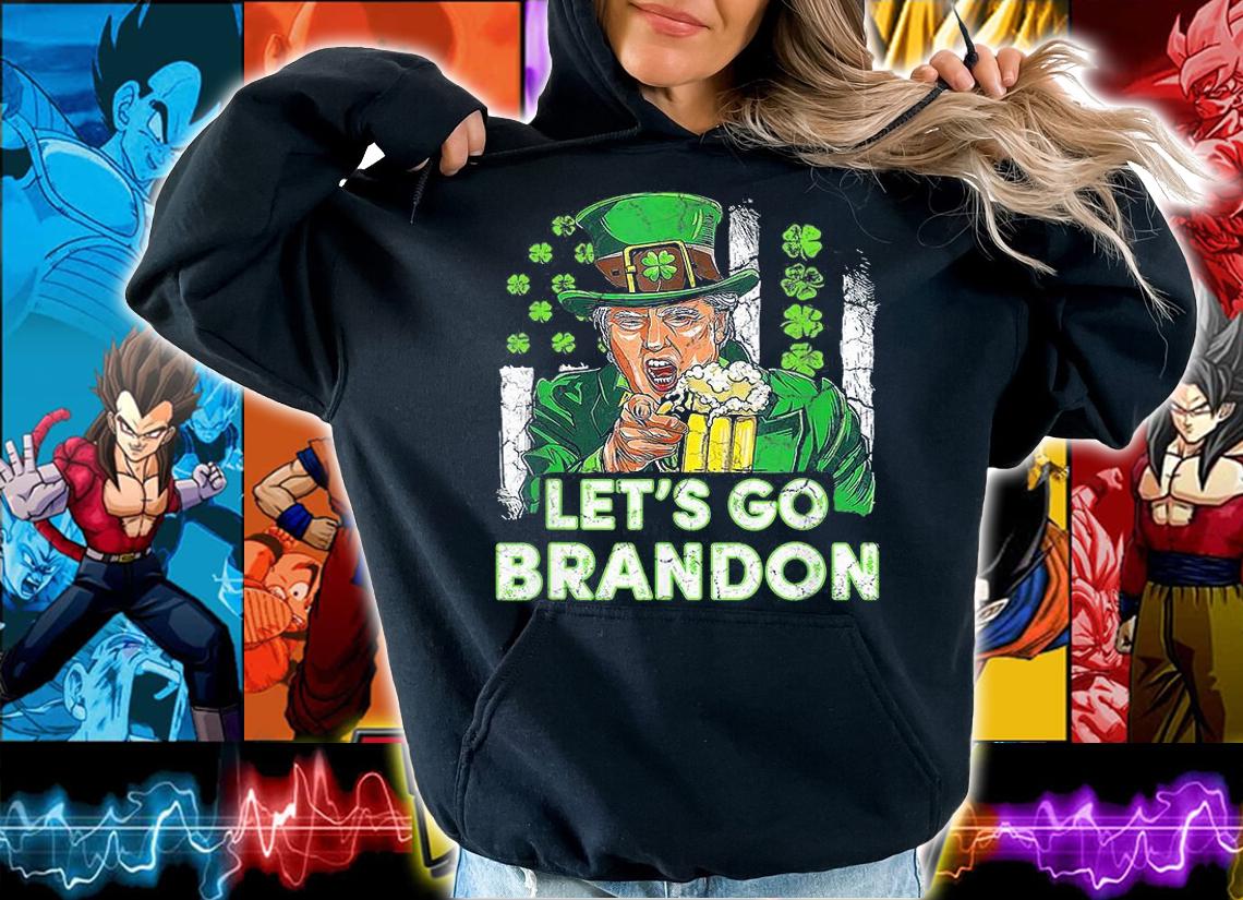 Lets Go Brandon St Patrick's Day Trump Beer And America Flag T-Shirt