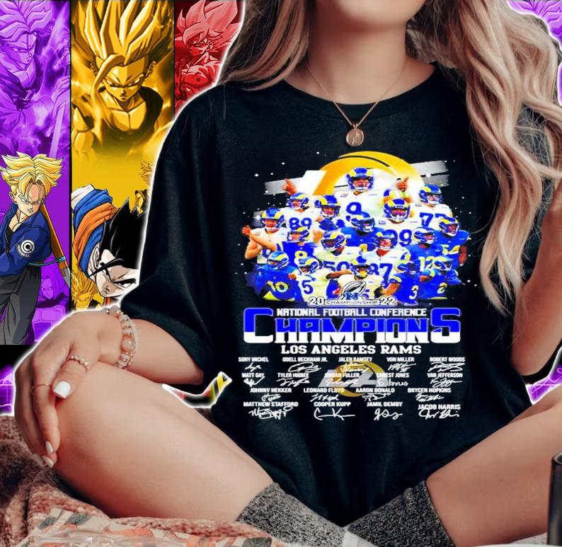 Los Angeles Rams 2022 National Football Conference Champions Signatures Shirt woman shirt