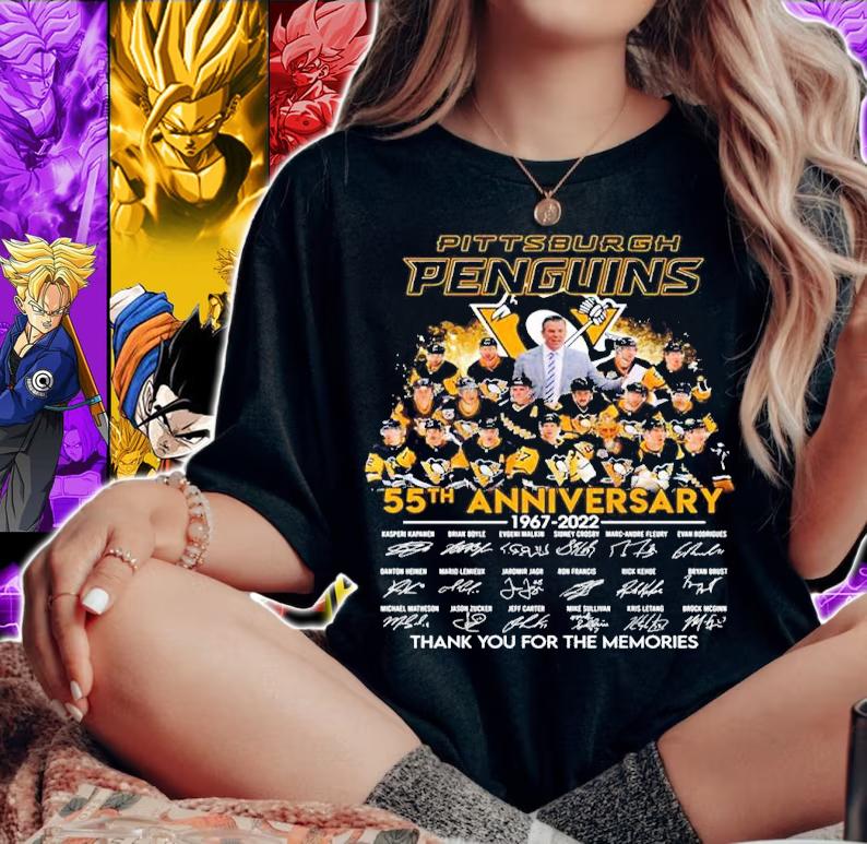 Pittsburgh Penguins 55th Anniversary 1967-2022 Signatures Thank You For The Memories Shirt woman shirt
