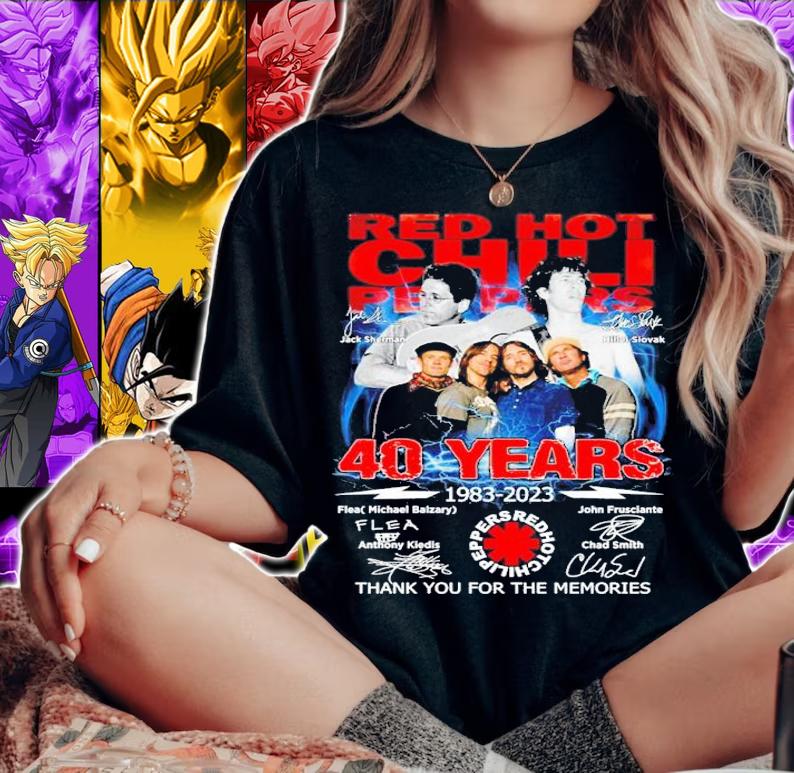 Red Hot Chili Peppers 40 Years 1983-2023 Signatures Thank You For The Memories Shirt