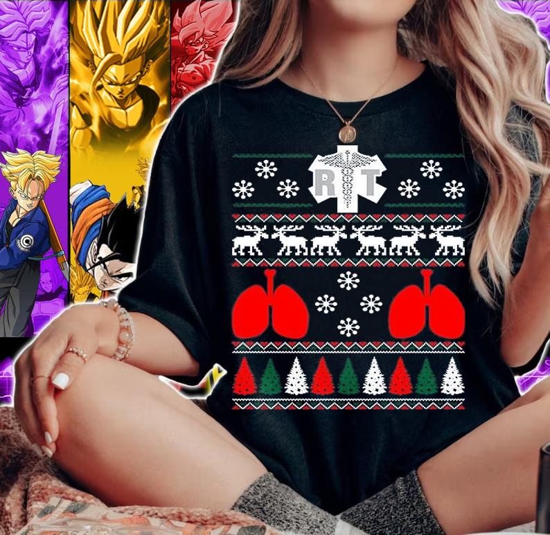 Respiratory Therapist RT Ugly Christmas Sweater Xmas T-Shirt woman shirt