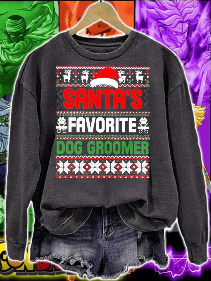 Santa's Favorite Dog Groomer Christmas Ugly Xmas shirt