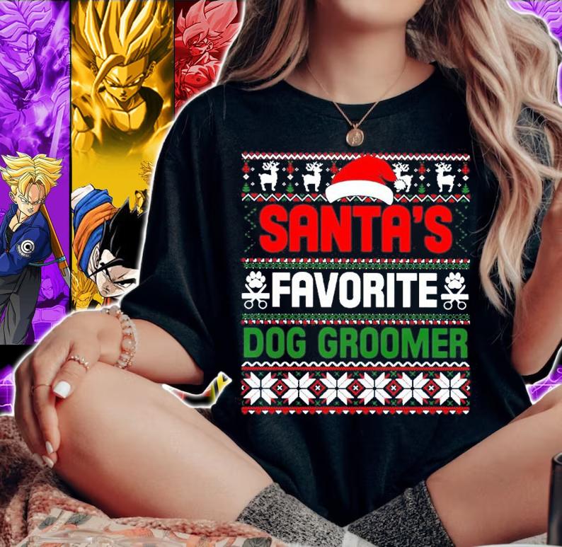 Santa's Favorite Dog Groomer Christmas Ugly Xmas shirt