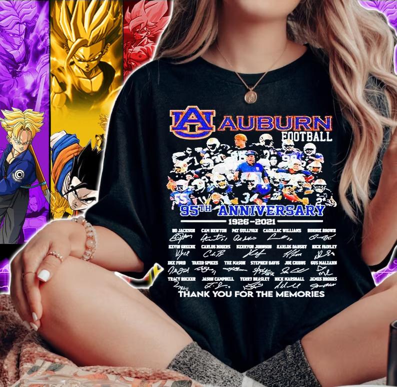 Auburn Tigers Football 95th anniversary 1926-2021 thank You for the memories signatures T-shirt woman shirt