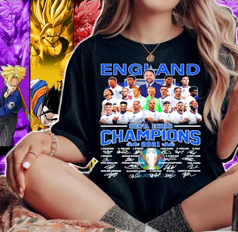 England UEFA EURO Champions 2021 signatures shirt woman shirt