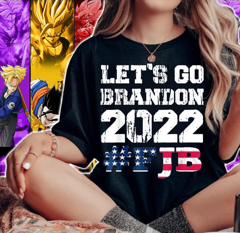 Let's Go Brandon Tee Conservative Anti Liberal US Flag 2022 FJB T-Shirt woman shirt