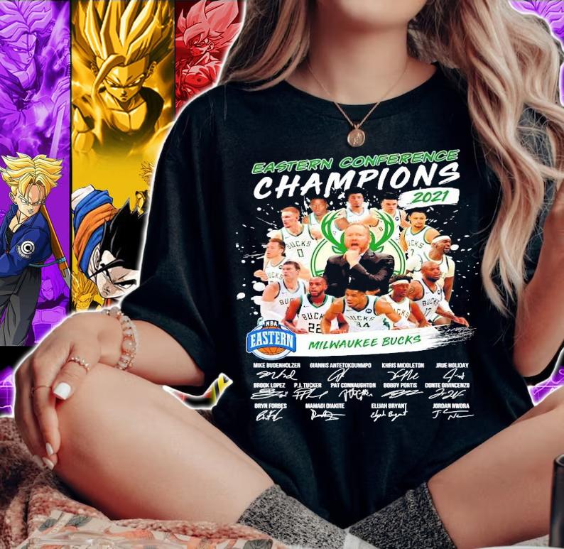 Official eastern Conference Champions 2021 Milwaukee Bucks signature shirt woman shirt