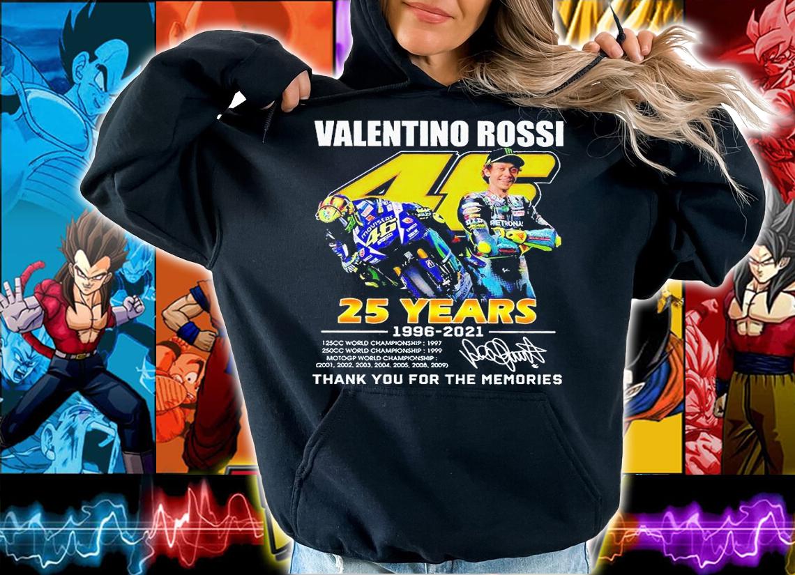 Valentino Rossi 46 25 years 1996-2021 thank You for the memories signature T-shirt