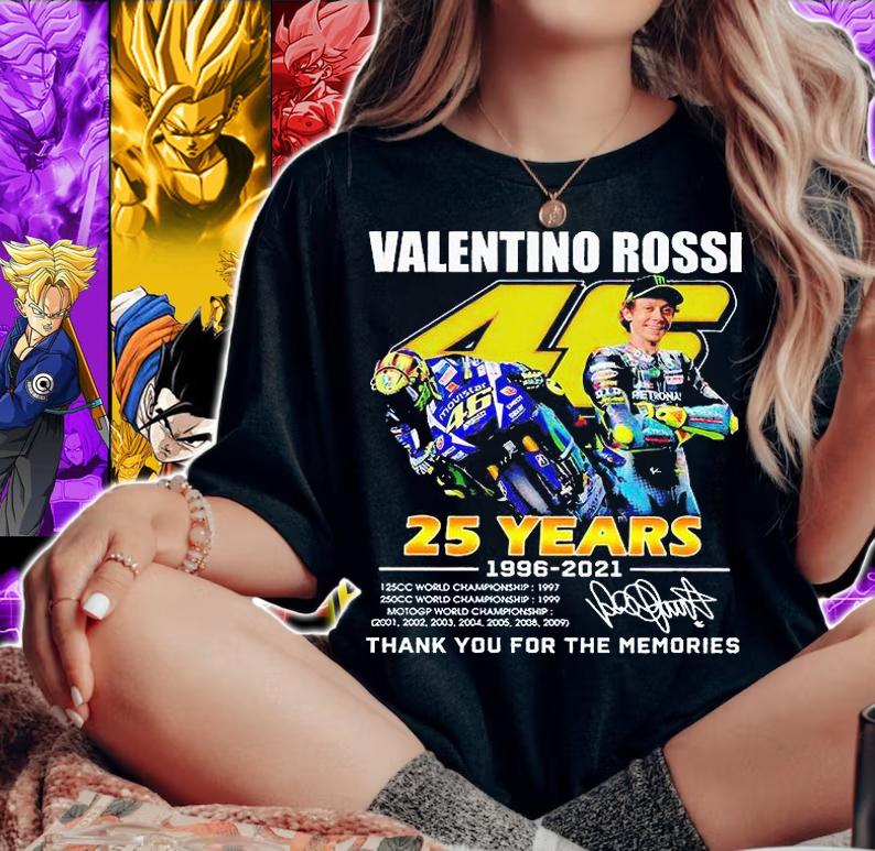 Valentino Rossi 46 25 years 1996-2021 thank You for the memories signature T-shirt
