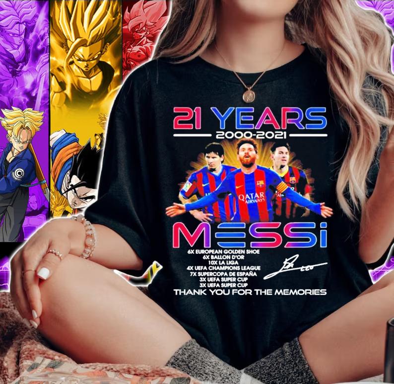 21 years 2000-2021 Messi signature thank you for the memories t-shirt woman shirt