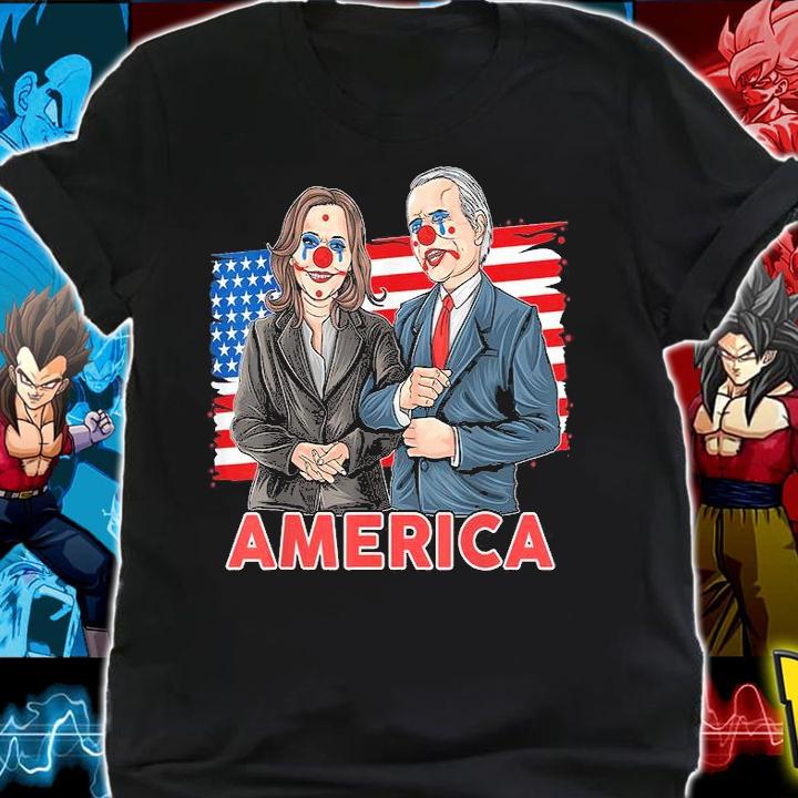 America Joe Biden and Kamala Harris Is A Democratic Clown USA Flag T-Shirt
