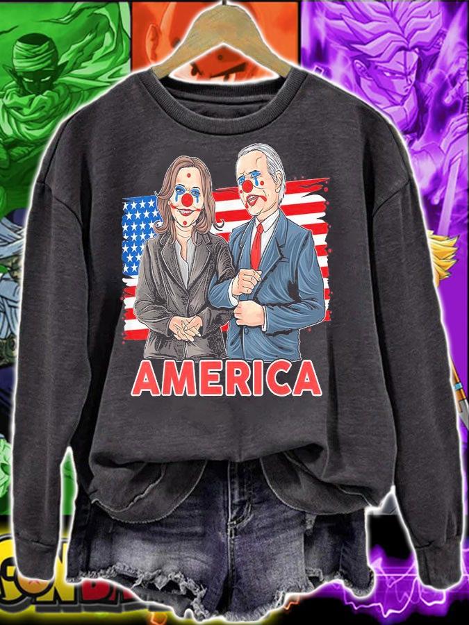 America Joe Biden and Kamala Harris Is A Democratic Clown USA Flag T-Shirt