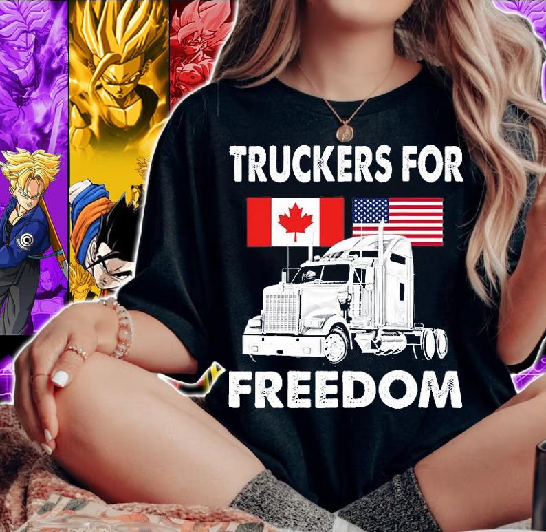 Canada Freedom Convoy 2022 Canadian Truckers Support Flag T-Shirt woman shirt