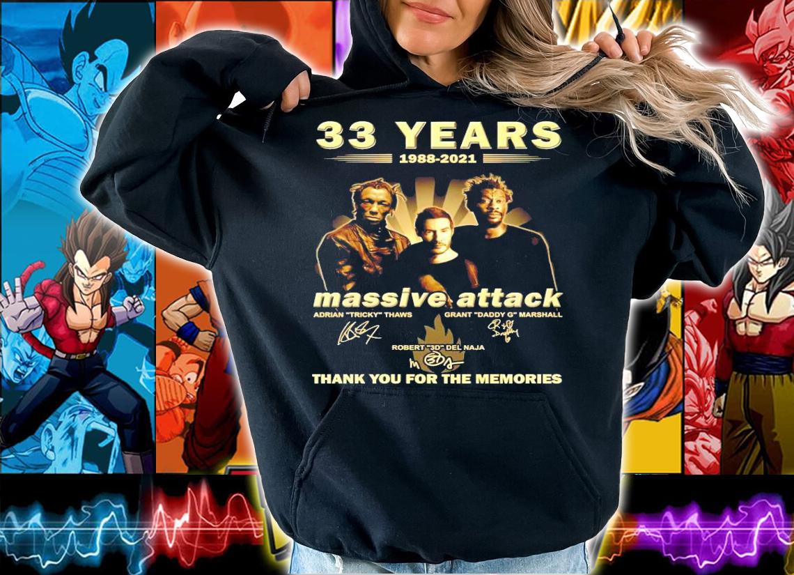 33 years 1988-2021 Massive Attack signature thank you for the memories t-shirt