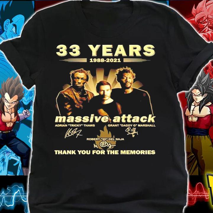 33 years 1988-2021 Massive Attack signature thank you for the memories t-shirt
