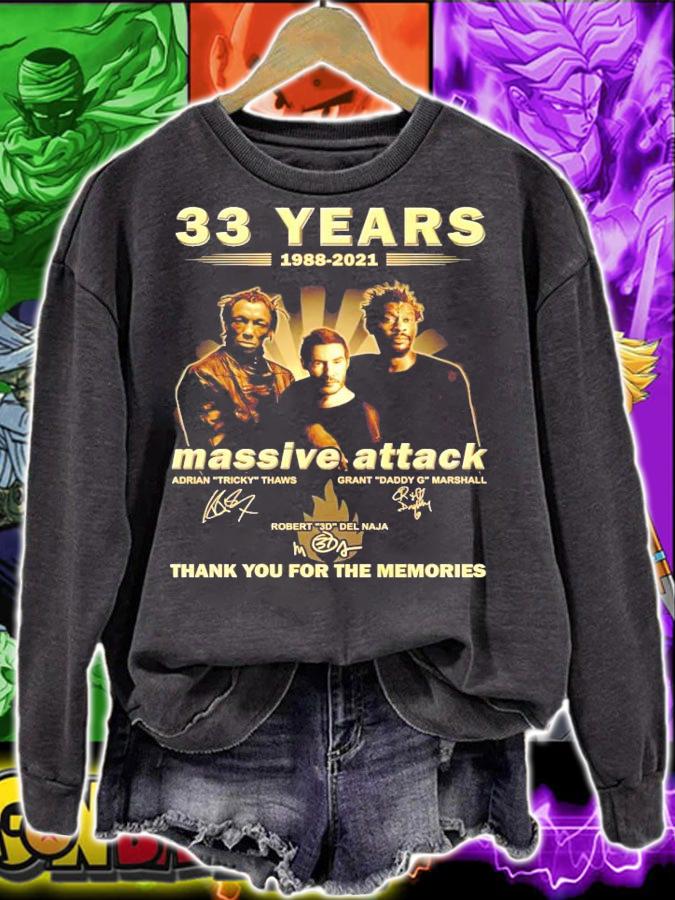 33 years 1988-2021 Massive Attack signature thank you for the memories t-shirt