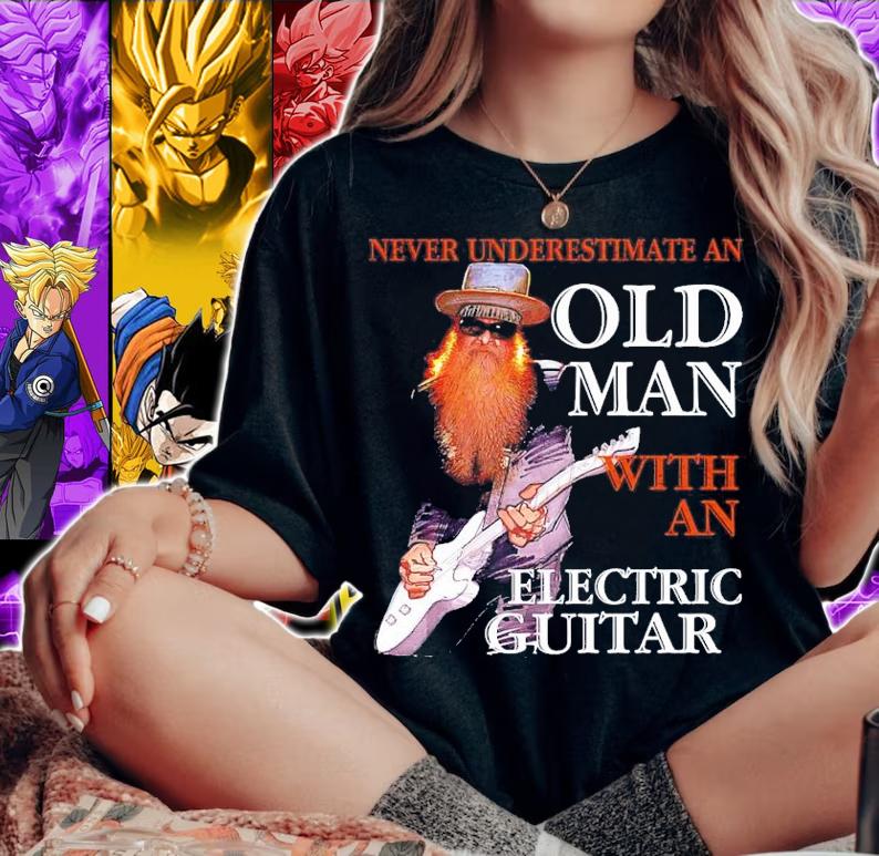Dusty Hill Never underestimate an old man with an electric guitar zz top t-shirt woman shirt