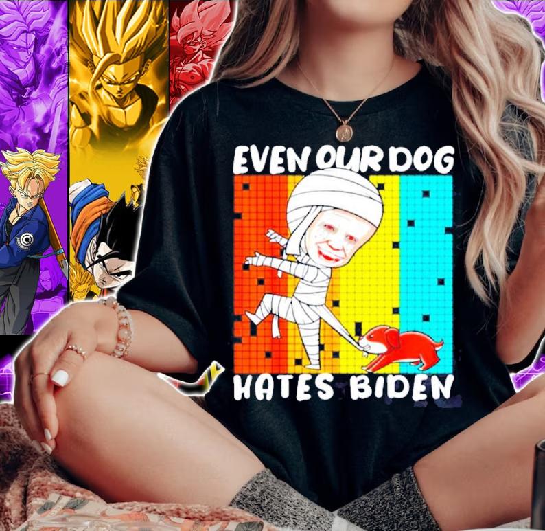 Our Dog Hates Biden Funny Anti Government Halloween shirt woman shirt