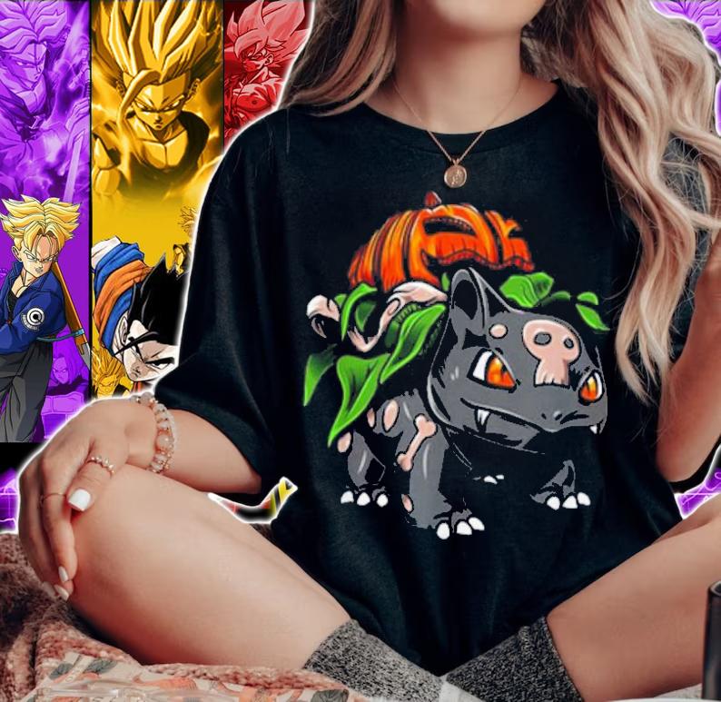 Pokemon Fushigidane Pumpkin Halloween t-shirt woman shirt