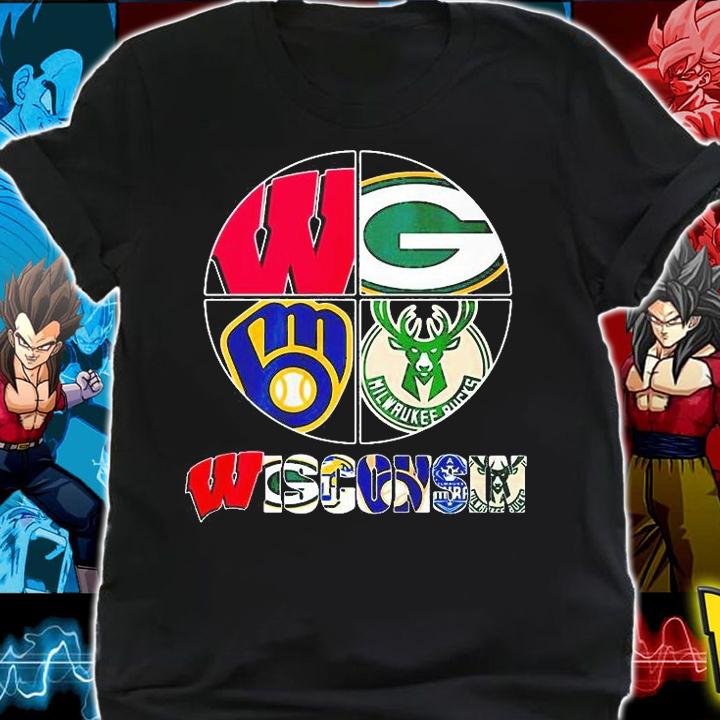 WISCONSIN Wisconsin Badgers Green Bay Packers Milwaukee Brewers Milwaukee Bucks Logo Shirt shirt
