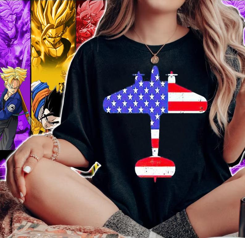 C130 Hercules Gunship Military Aircraft American Flag t-shirt woman shirt