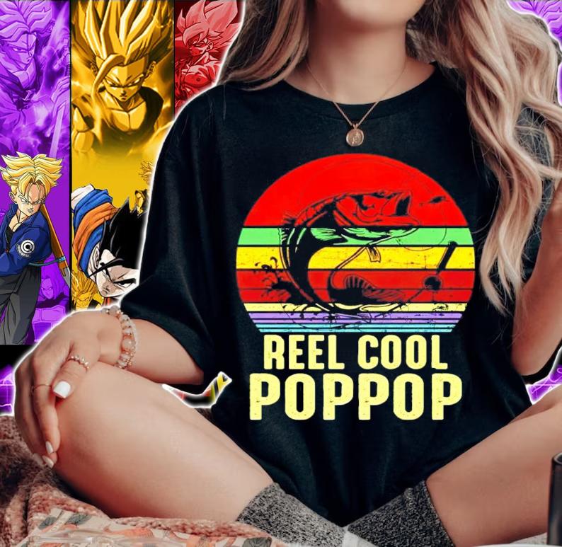 Fish reel cool poppop vintage shirt