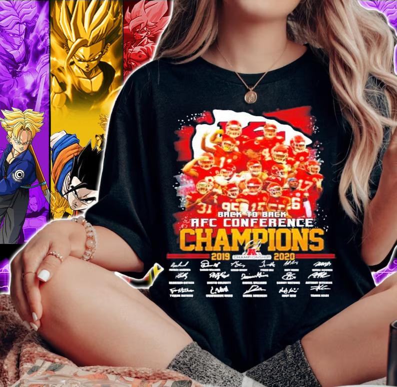 Kansas City Chiefs back to back AFC Conference Champions 2019 2020 signatures shirt woman shirt