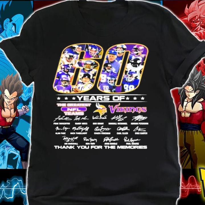 Men's 60 years of The Greatest NFL teams Vinkings thank you for the memories shirt shirt
