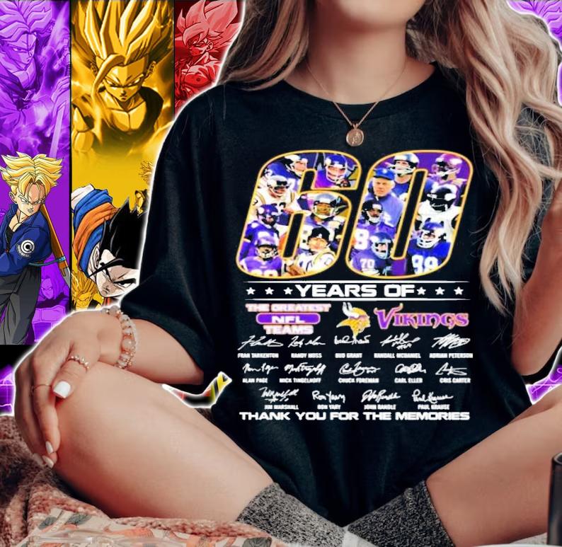Men's 60 years of The Greatest NFL teams Vinkings thank you for the memories shirt woman shirt