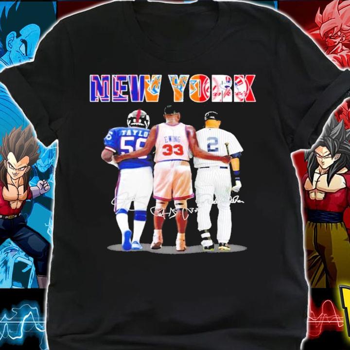 New York Lawrence Taylor Patrick Ewing And Derek Jeter Signatures Shirt shirt
