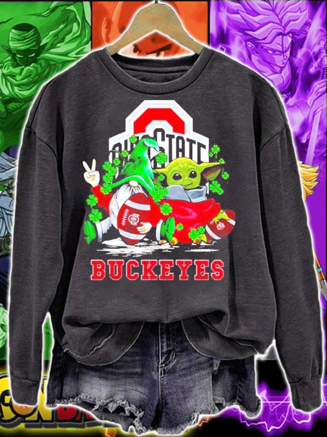 St.Patrick's day Gnome and Baby Yoda Ohio State Buckeyes shirt sweatshirt