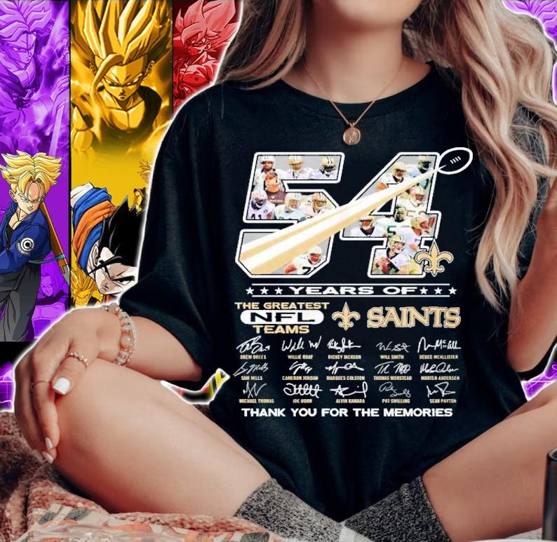 54 years of the greatest NFL teams New Orleans Saints thank you for the memories shirt woman shirt