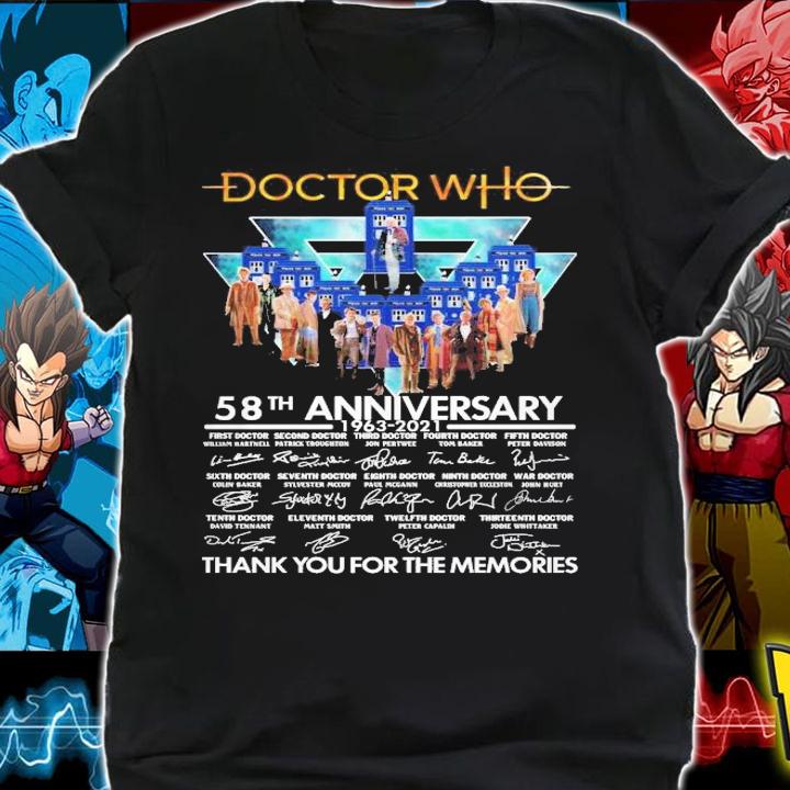 Doctor Who 58th anniversary 1963 2021 thank you for the memories signatures t-shirt shirt