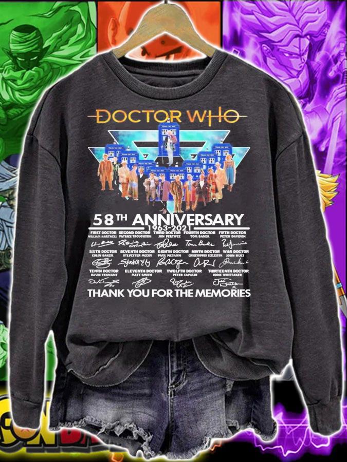 Doctor Who 58th anniversary 1963 2021 thank you for the memories signatures t-shirt sweatshirt